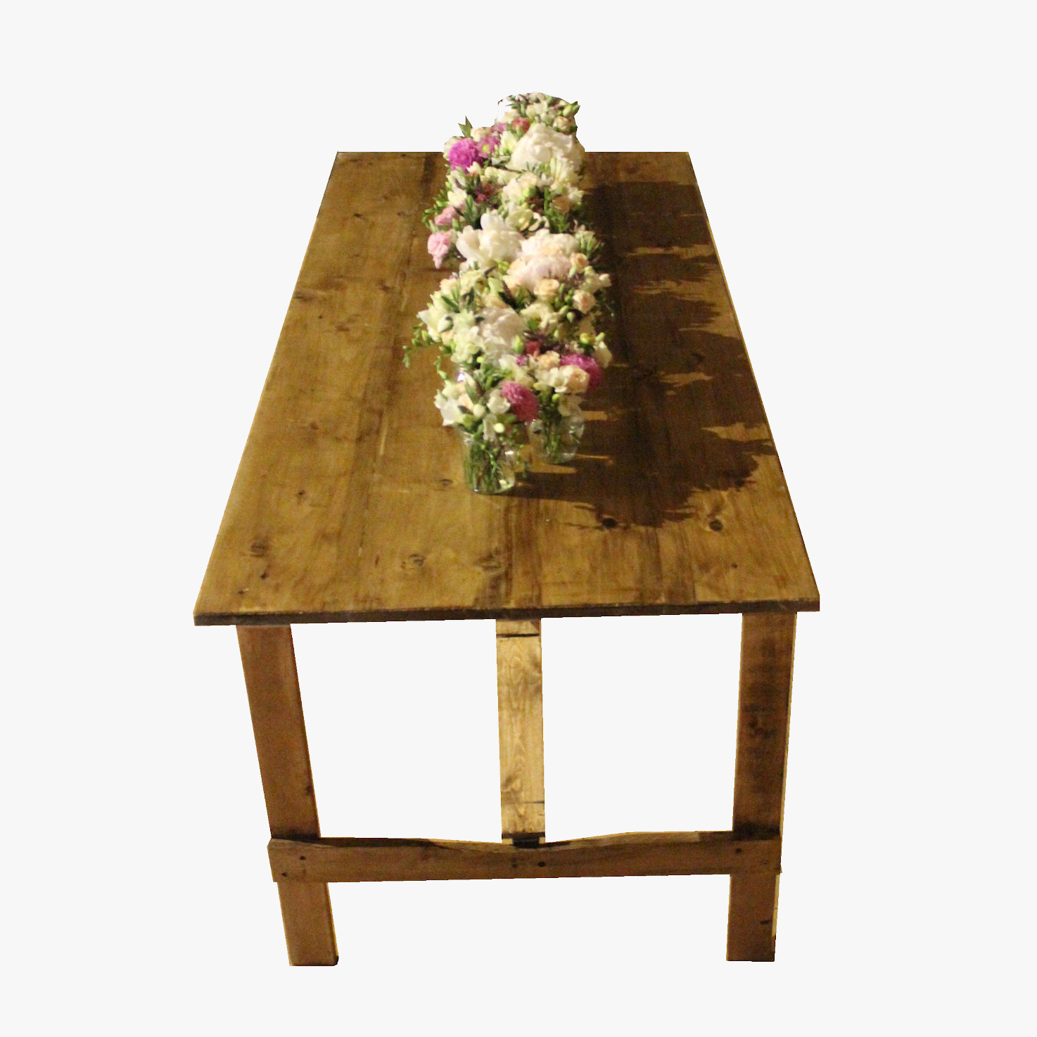 Rustic Table with Flowers for Event Hire