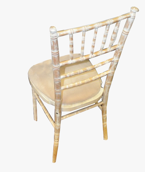 Chivari Limewash Finish Chair with Ivory Seat Pad for Event Hire